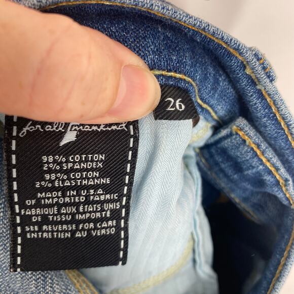 7 For All Mankind Women’s 26 The Ginger Mid Rise Raw Hem Flare Leg - Picture 8 of 10